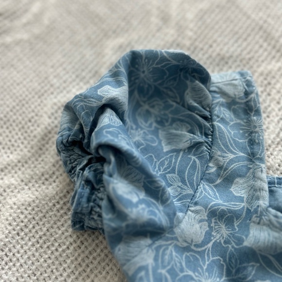 Picapino Girls Puffy Sleeve Floral  Adorable Blue Button-Up Kids Dress Size 3T - Picture 4 of 8